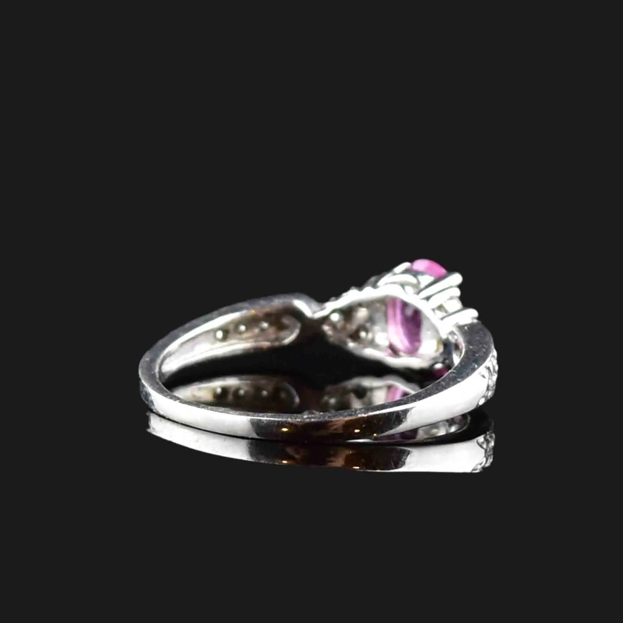 14K White Gold Pink Sapphire Diamond Ring