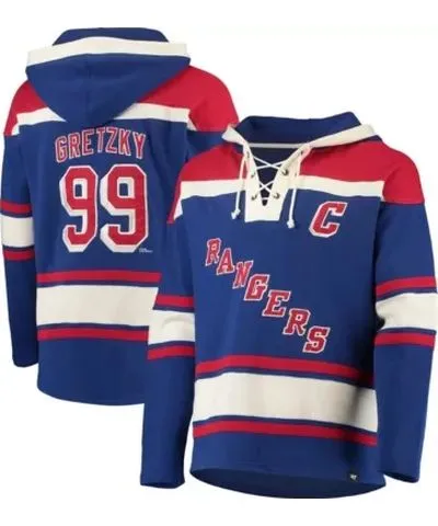 '47 Men's NHL Wayne Gretzky New York Rangers Retired Player Name & Number Lacer Pullover Hoodie