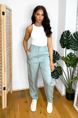 Aqua High Waist Summer Slacks Trousers