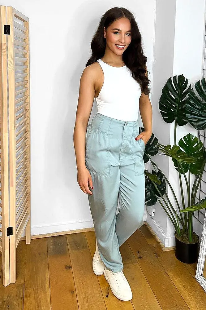 Aqua High Waist Summer Slacks Trousers