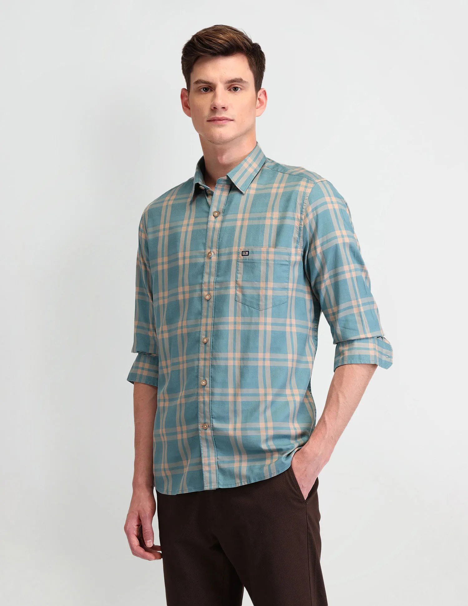 Arrow Sport Tailored Fit Tartan Checks Shirt