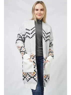 Aztec Pattern Sweater Cardigan