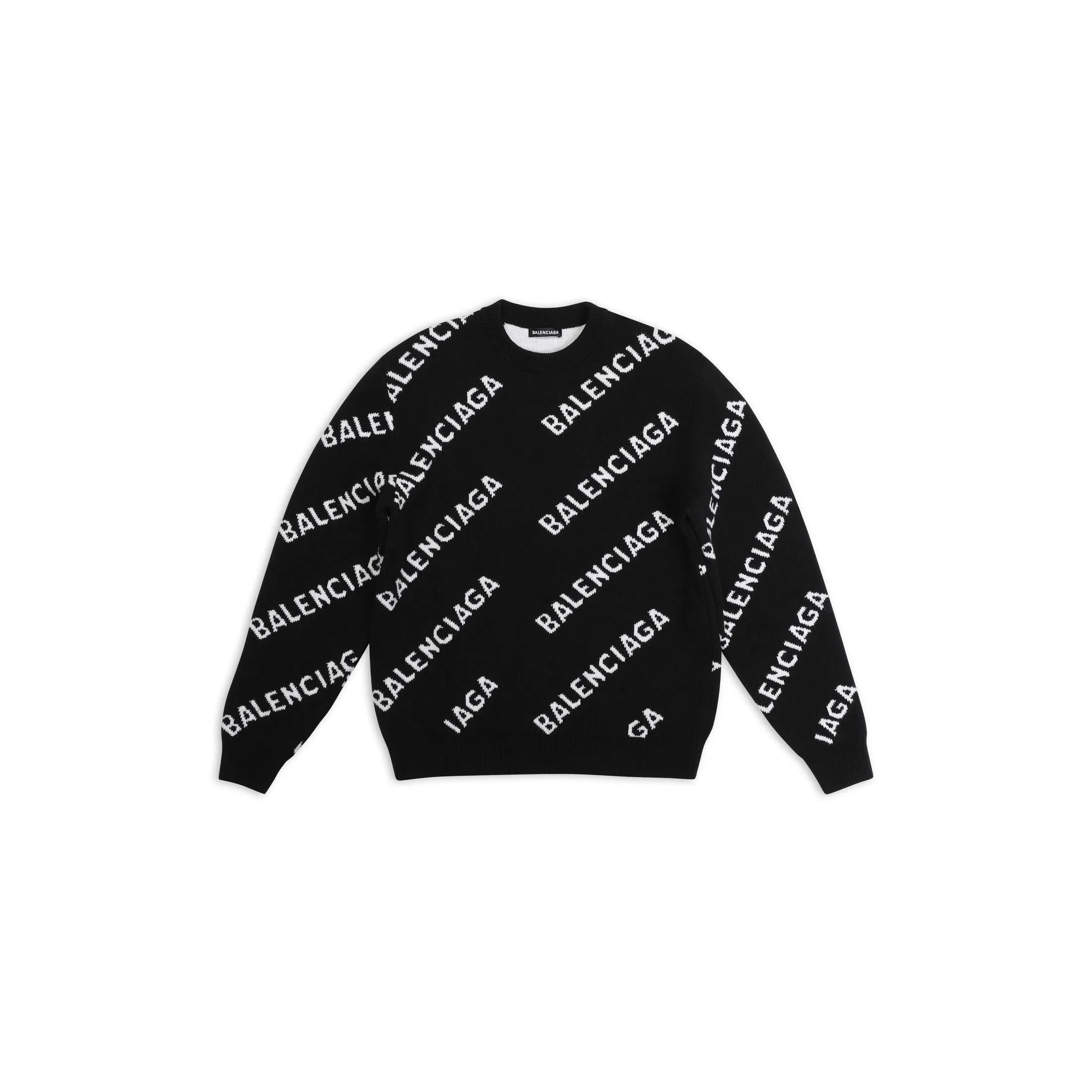 Balenciaga Allover Logo Sweater Black