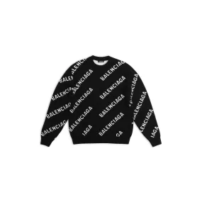 Balenciaga Allover Logo Sweater Black