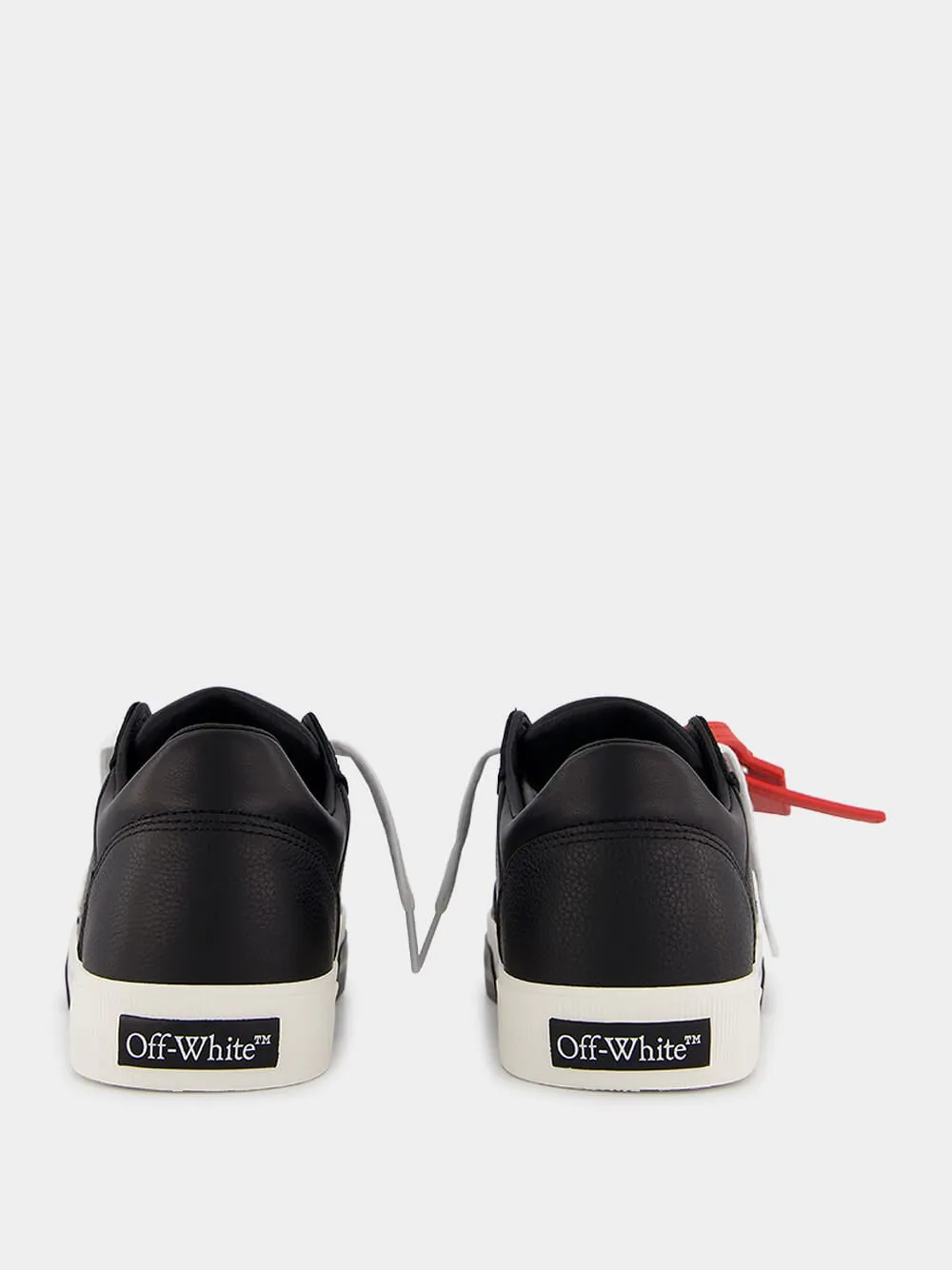 Black Leather Tag Sneakers