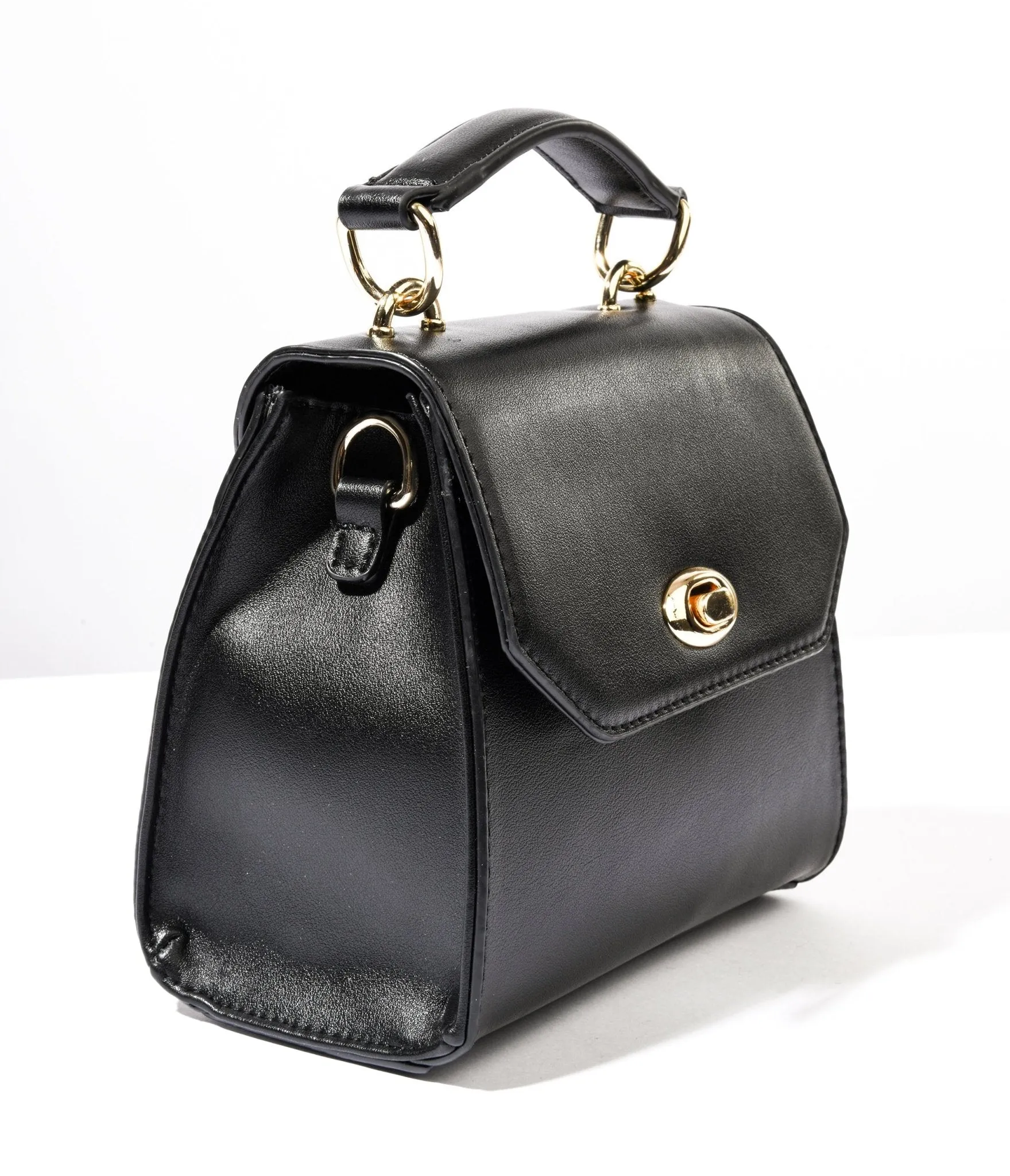 Black Leatherette Mini Handbag