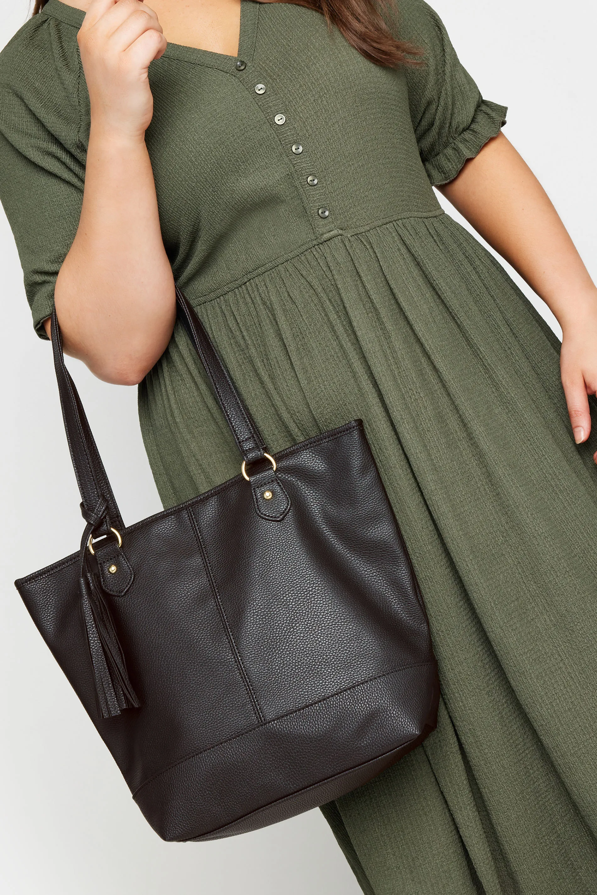 Black Tassel Detail Tote Bag