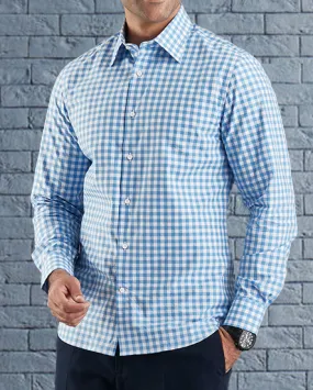 Blue on White Broad Gingham Checks Shirt