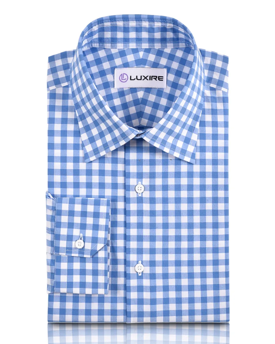 Blue on White Broad Gingham Checks Shirt