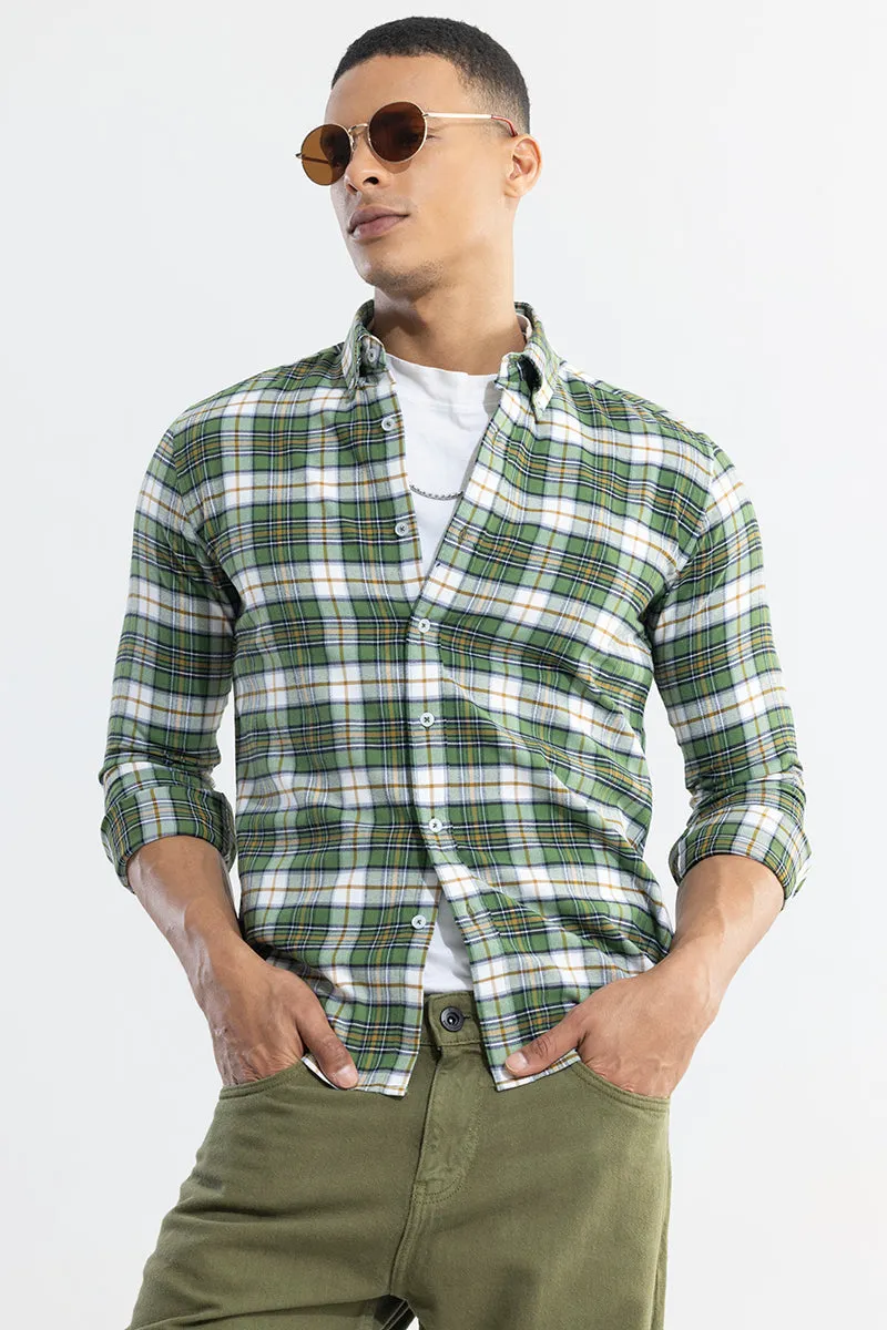 Boldsquare Basil Green Checks Shirt