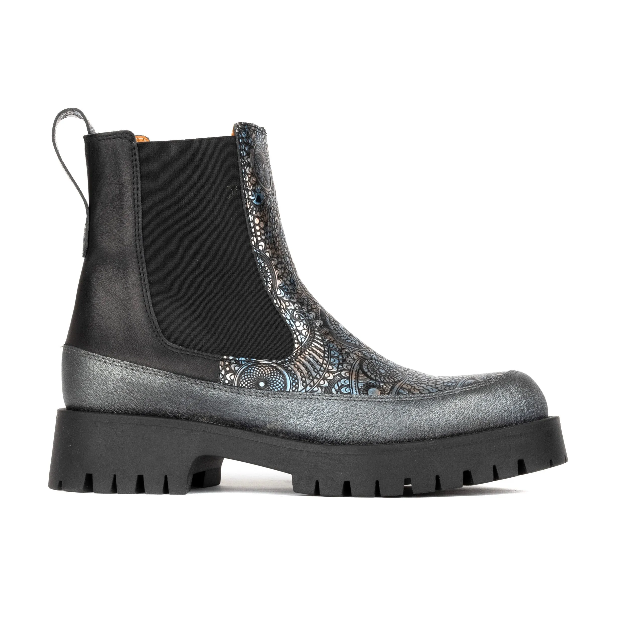 BORA MULTI METALLIC - Women's chunky sole round toe leather chelsea boot