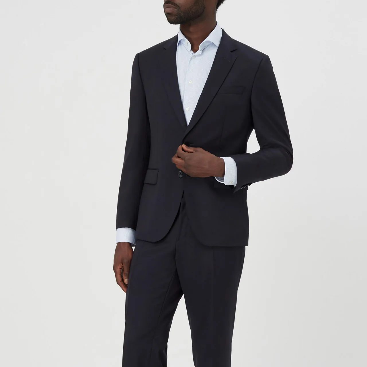 BOSS Single-Breasted Wool Jacket - Navy