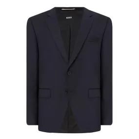 BOSS Single-Breasted Wool Jacket - Navy