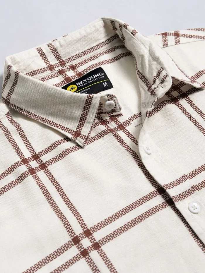 Buy Brown Window Checks Shirt For Men Online in India -Beyoung