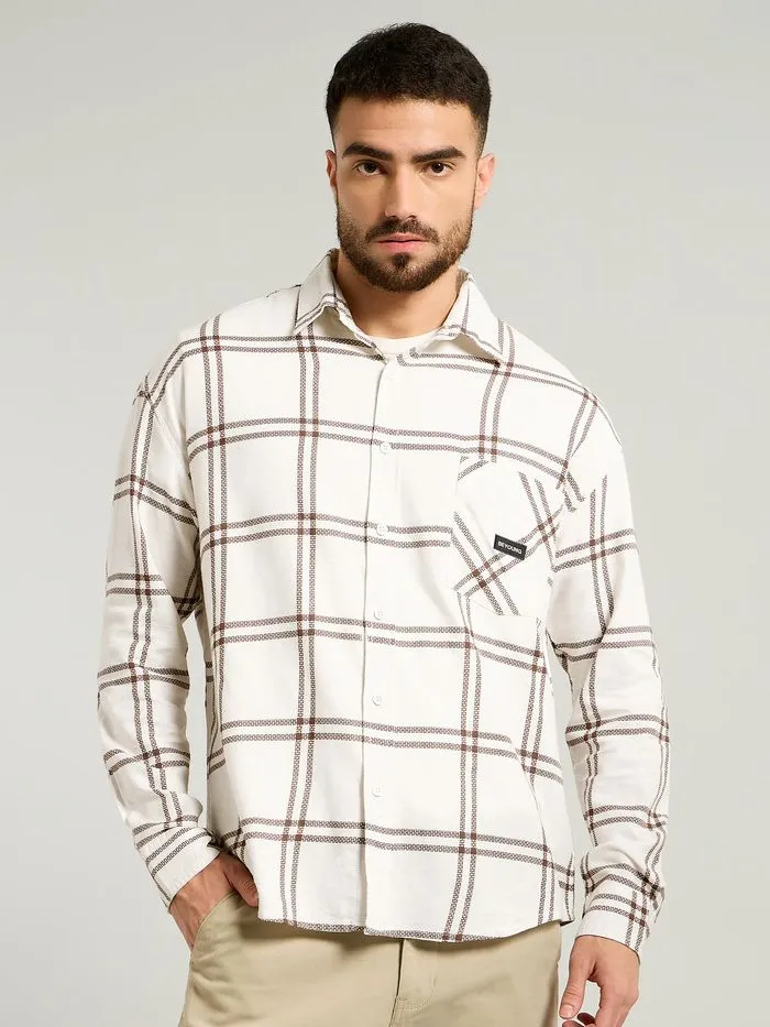 Buy Brown Window Checks Shirt For Men Online in India -Beyoung