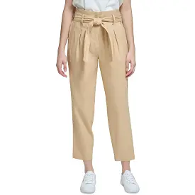 Calvin Klein Womens Linen High Waist Cropped Pants