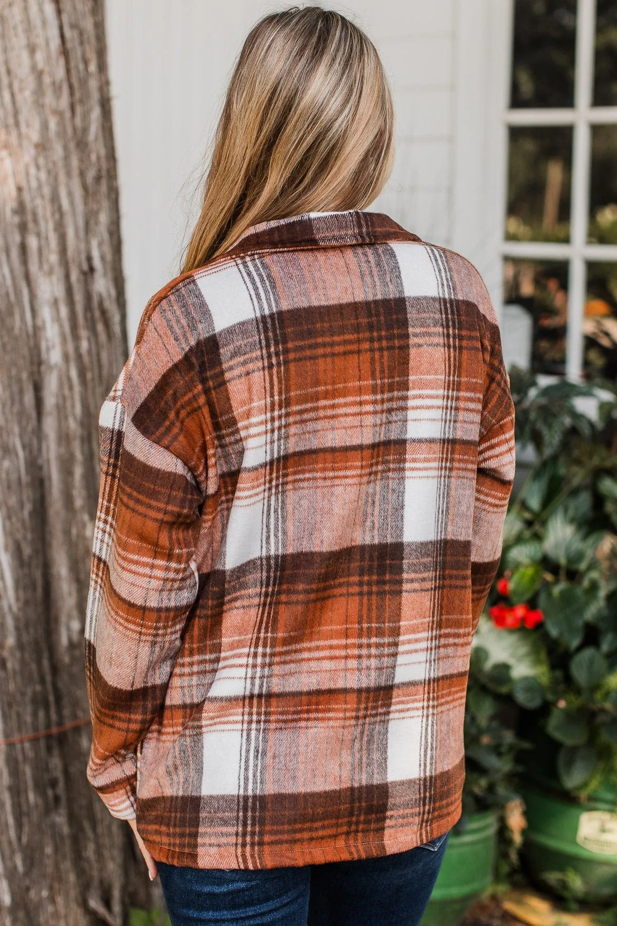 Campfire Nights Plaid Jacket- Rust & Brown