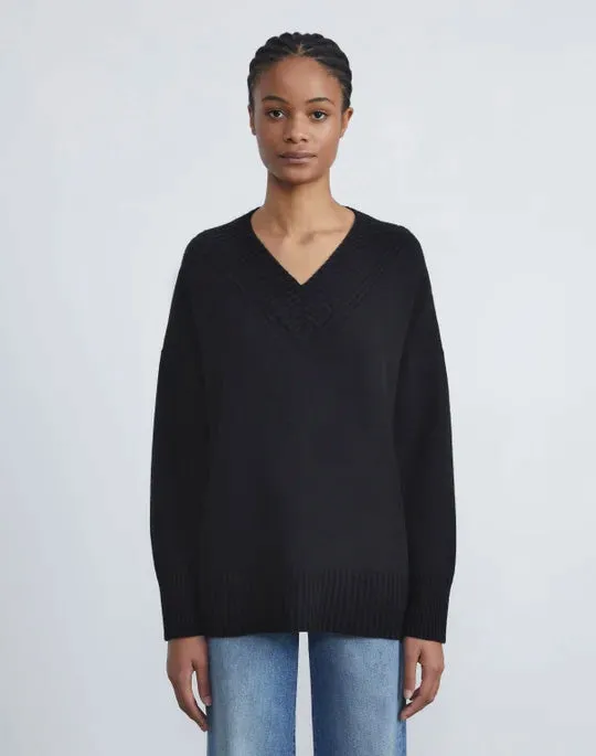 CASHMERE RIBBED V-NECK SWEATER