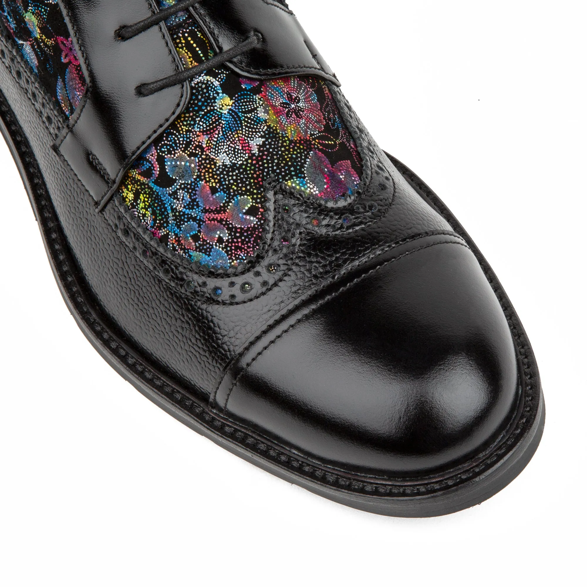 CHARLES BLACK FLOWER - Men's lace up and zip up dressy leather boot