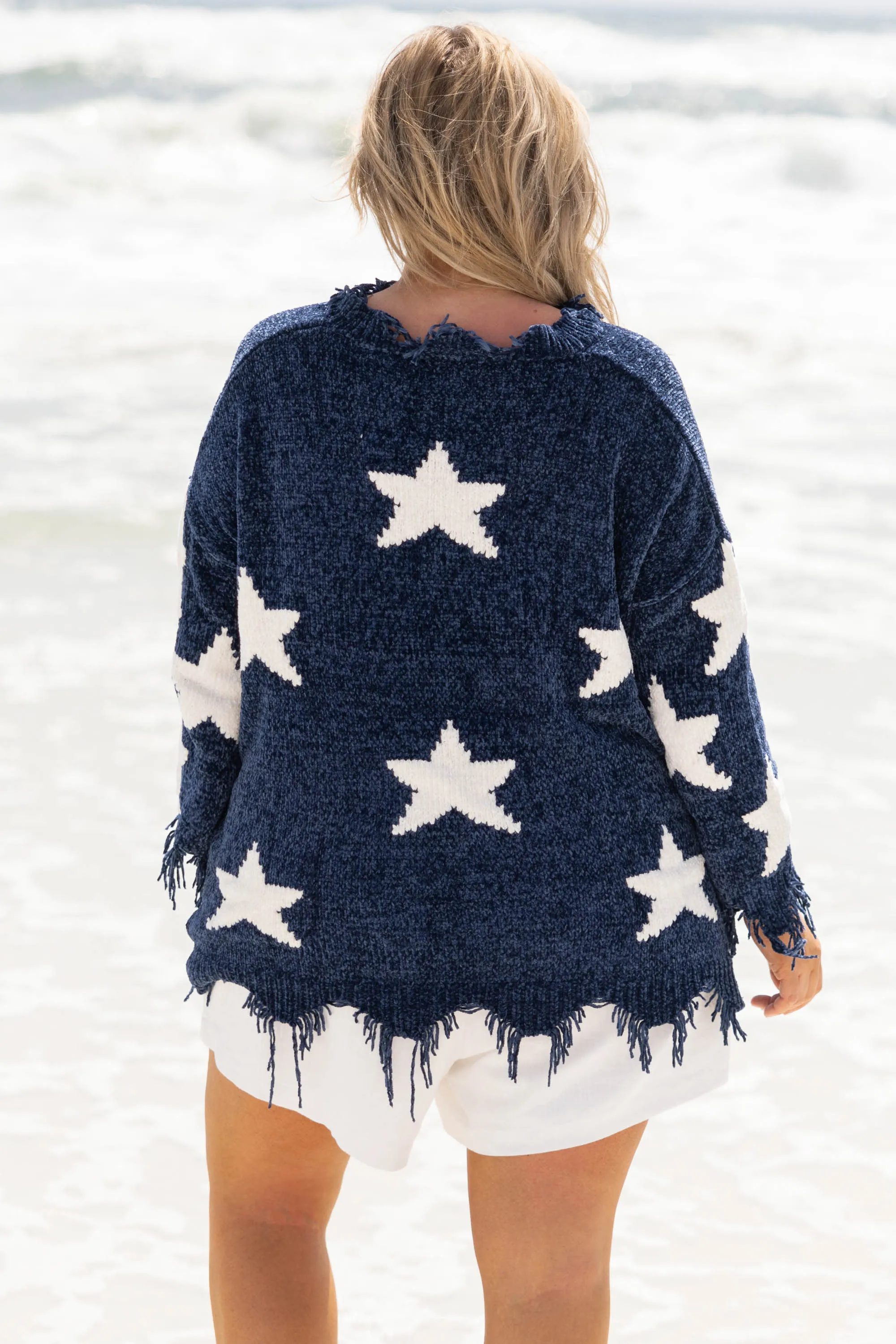 Chilly Stargazing Nights Sweater, Navy