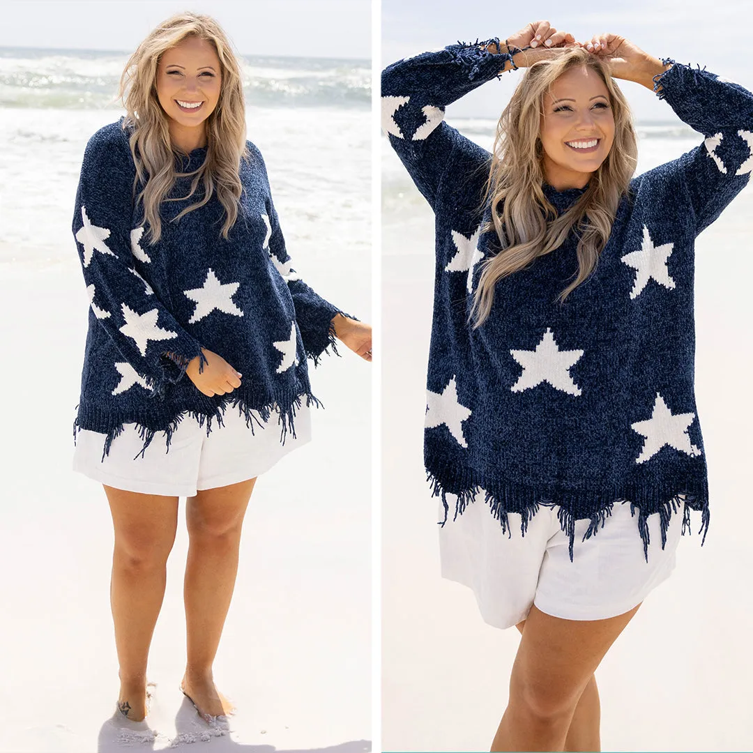 Chilly Stargazing Nights Sweater, Navy