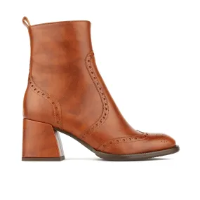 CHLOE BROWN - Women's block heel higher ankle leather boot with side zip