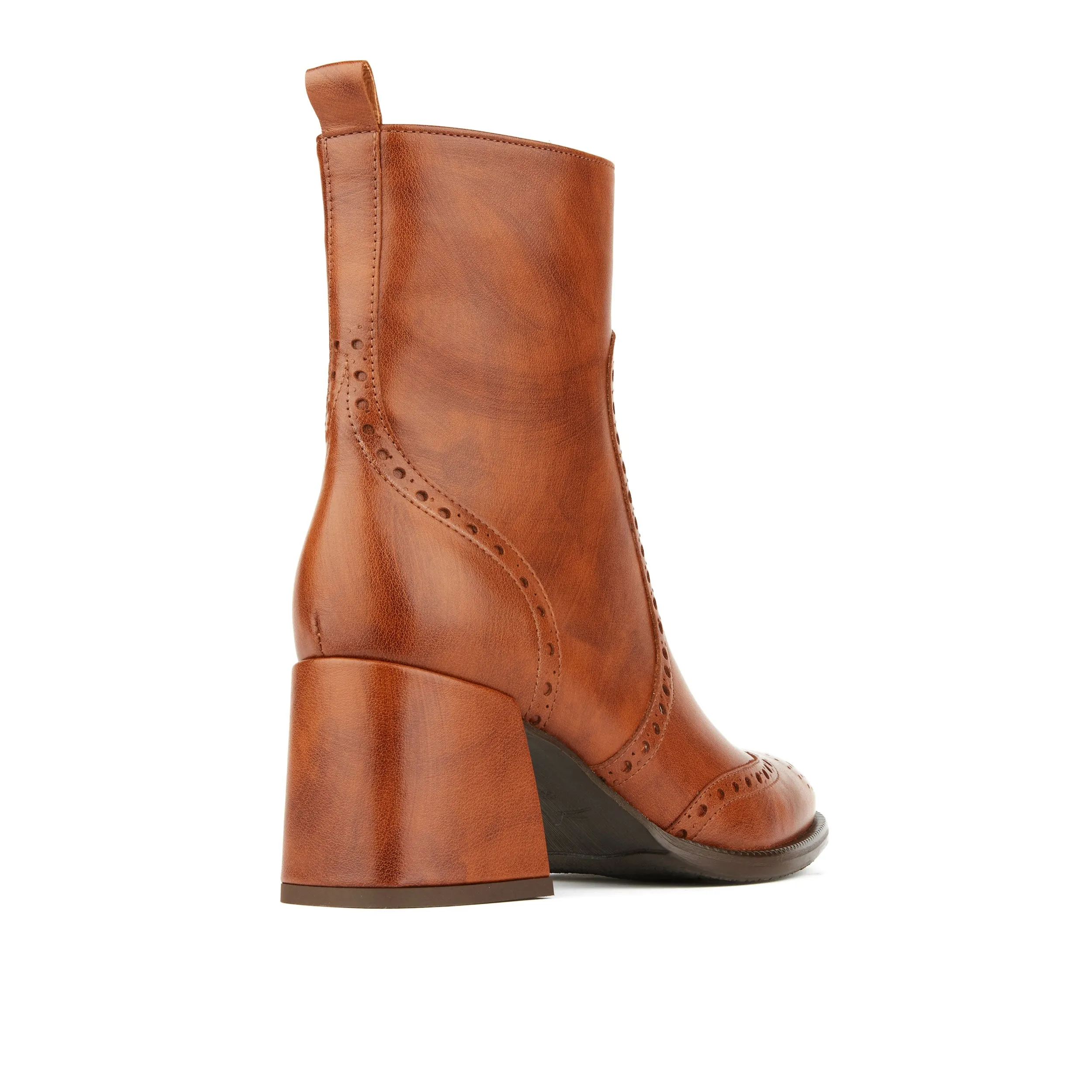 CHLOE BROWN - Women's block heel higher ankle leather boot with side zip