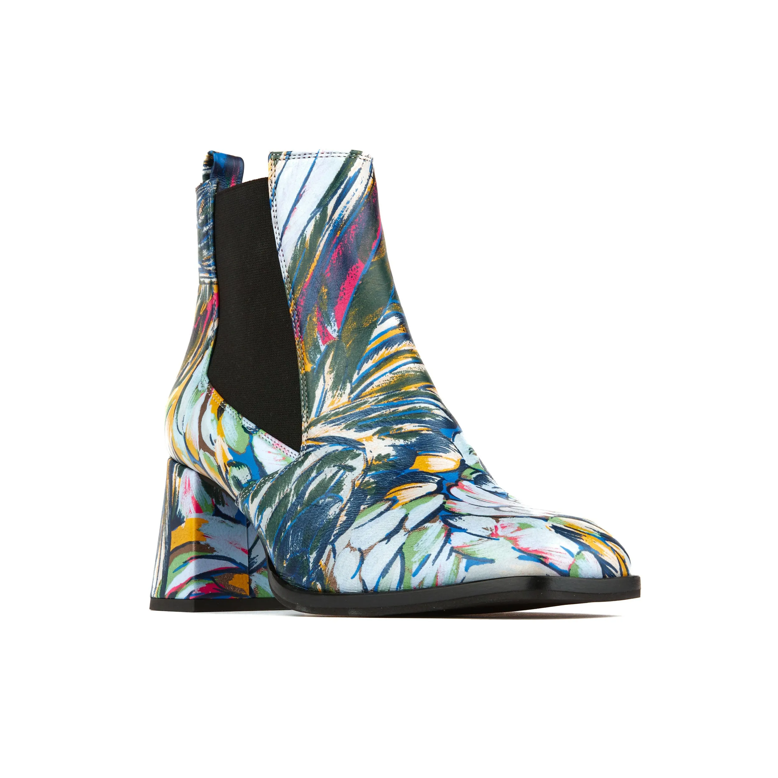 CLAUDIA MINI FLAMINGO - Women's Italian leather square toe block heel chelsea boot