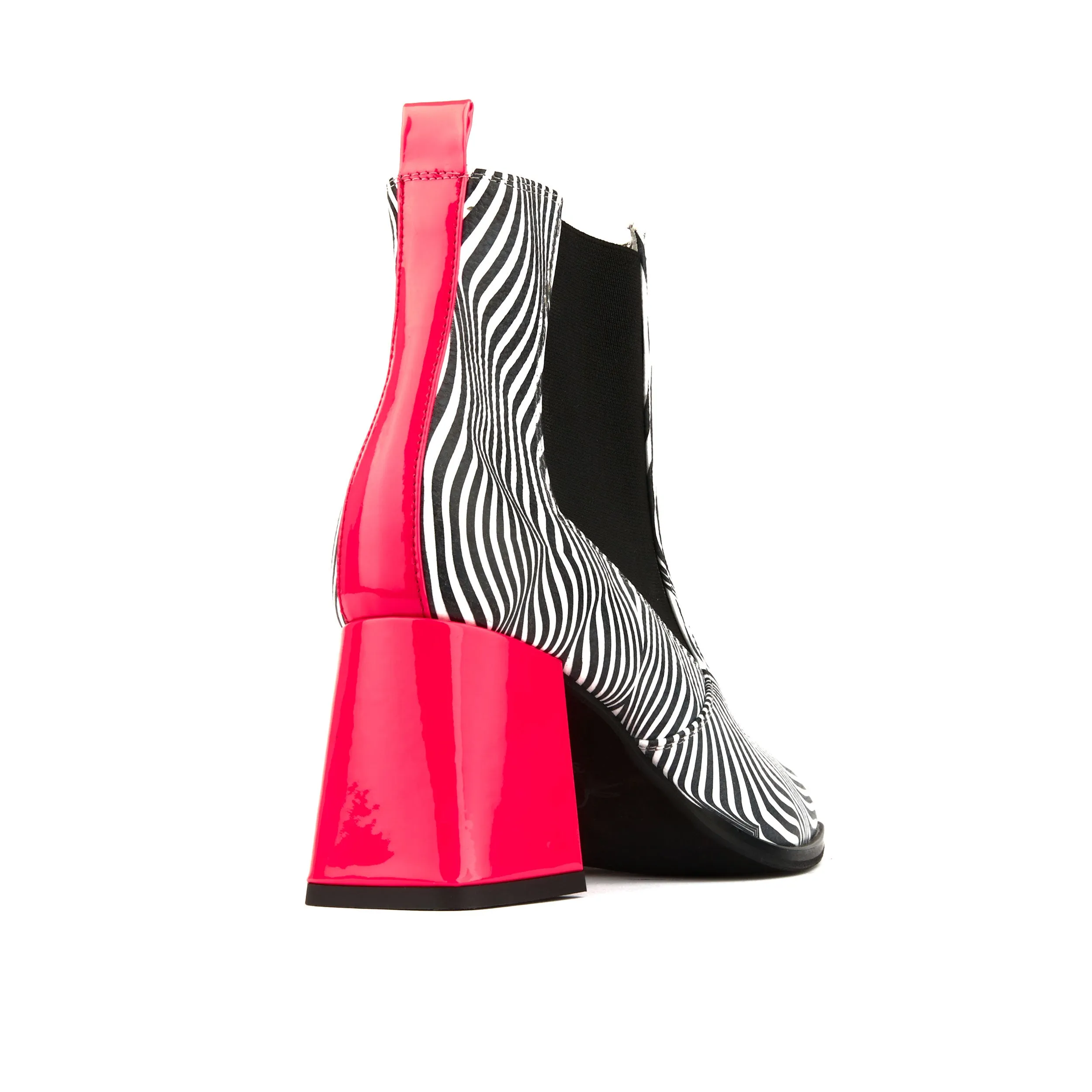 CLAUDIA MINI ZEBRA - Women's Italian leather square toe block heel chelsea boot