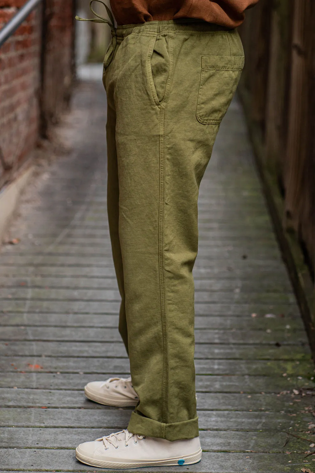 C.O.F. Drawstring Pants - Light Cotton Linen Olive