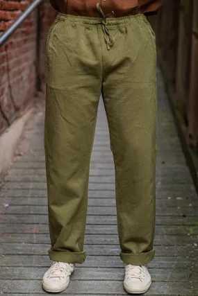 C.O.F. Drawstring Pants - Light Cotton Linen Olive