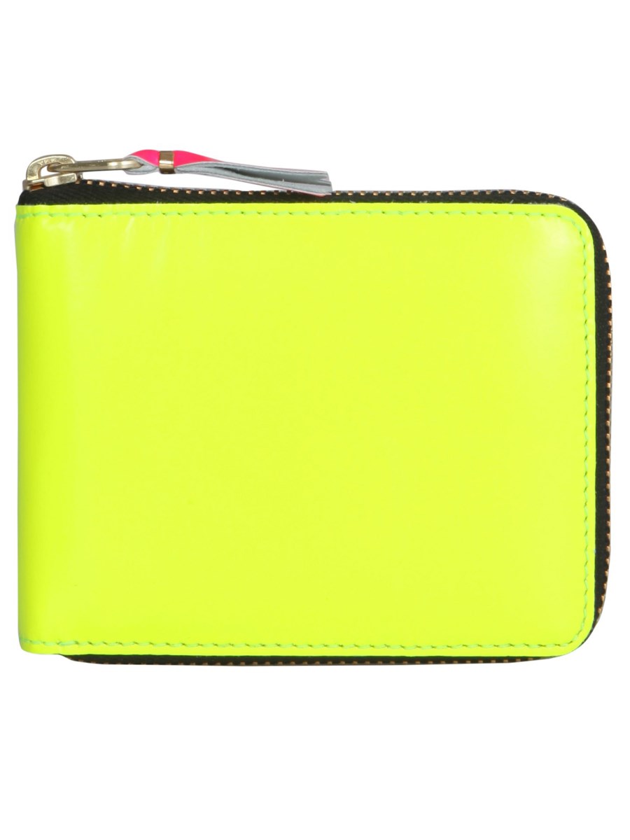 COMME DES GARCONS WALLET    SUPER FLUO LEATHER WALLET WITH ZIP