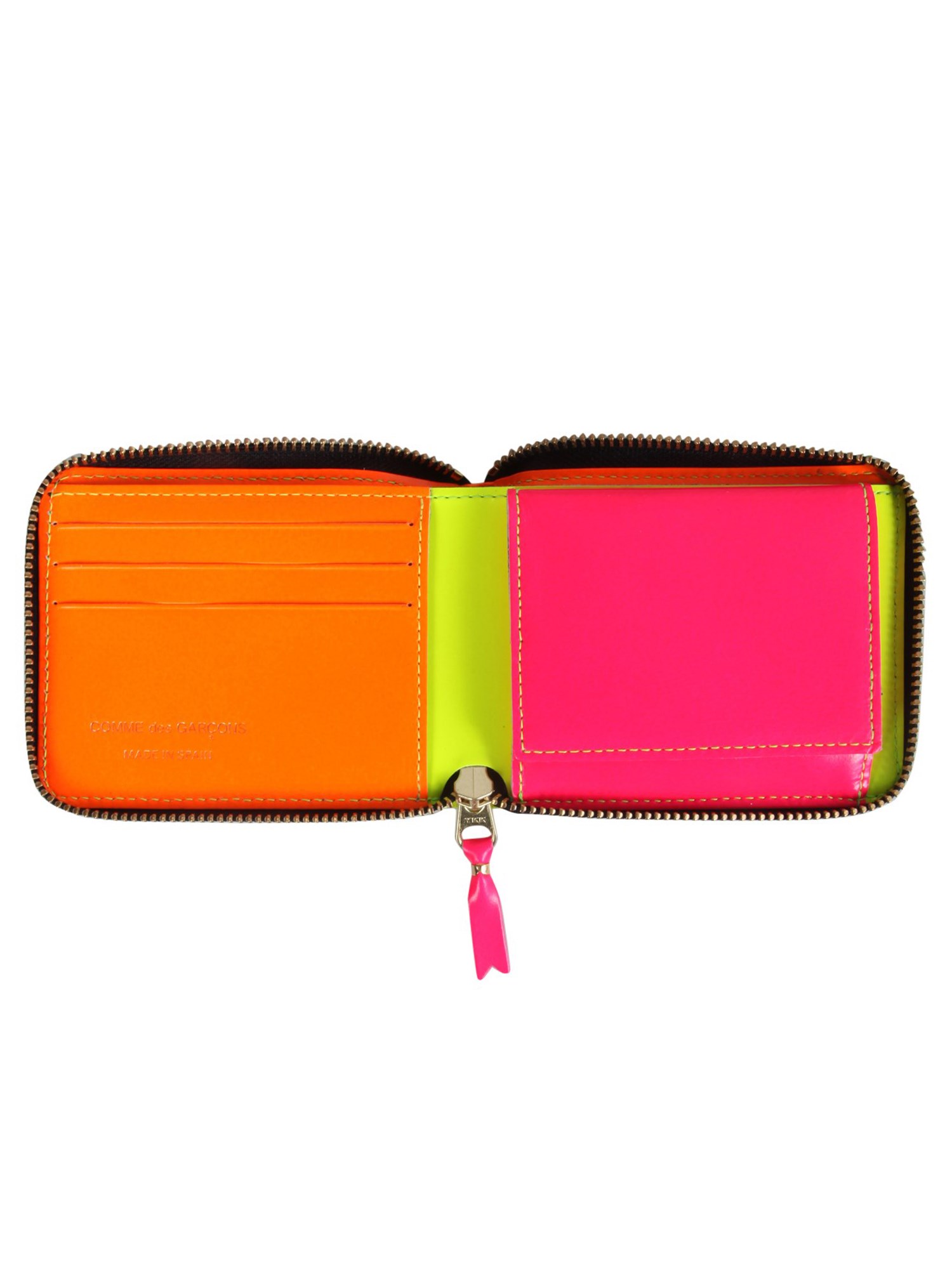 COMME DES GARCONS WALLET    SUPER FLUO LEATHER WALLET WITH ZIP