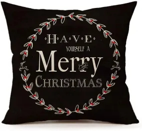 Cotton Linen Pillow Case Decorative Cushion Cover Pillowcase Merry Christmas