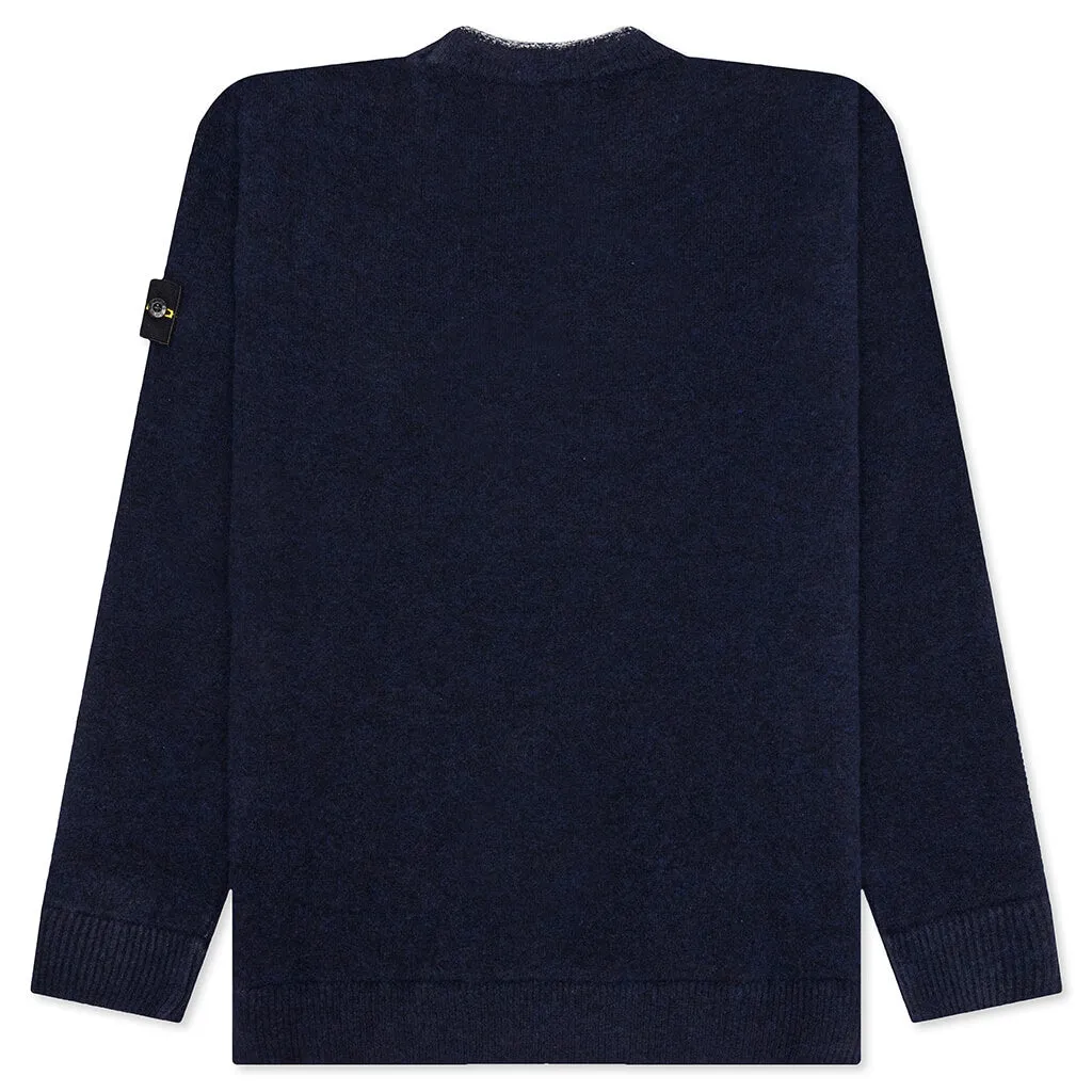 Crewneck Knit Sweater - Navy Blue