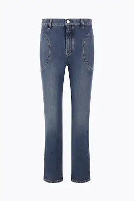 denim high-waisted regular-fit jeans