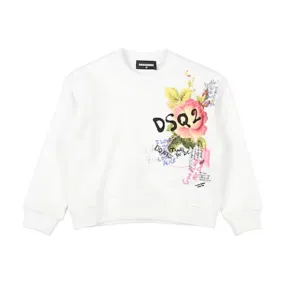 Dsquared2 Sweater Floral Logo White