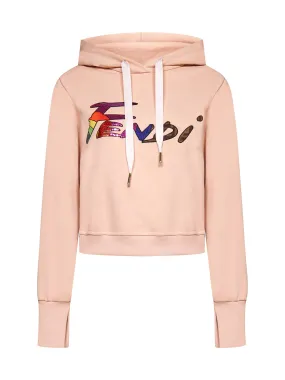 Fendi Logo Printed Drawstring Hoodie