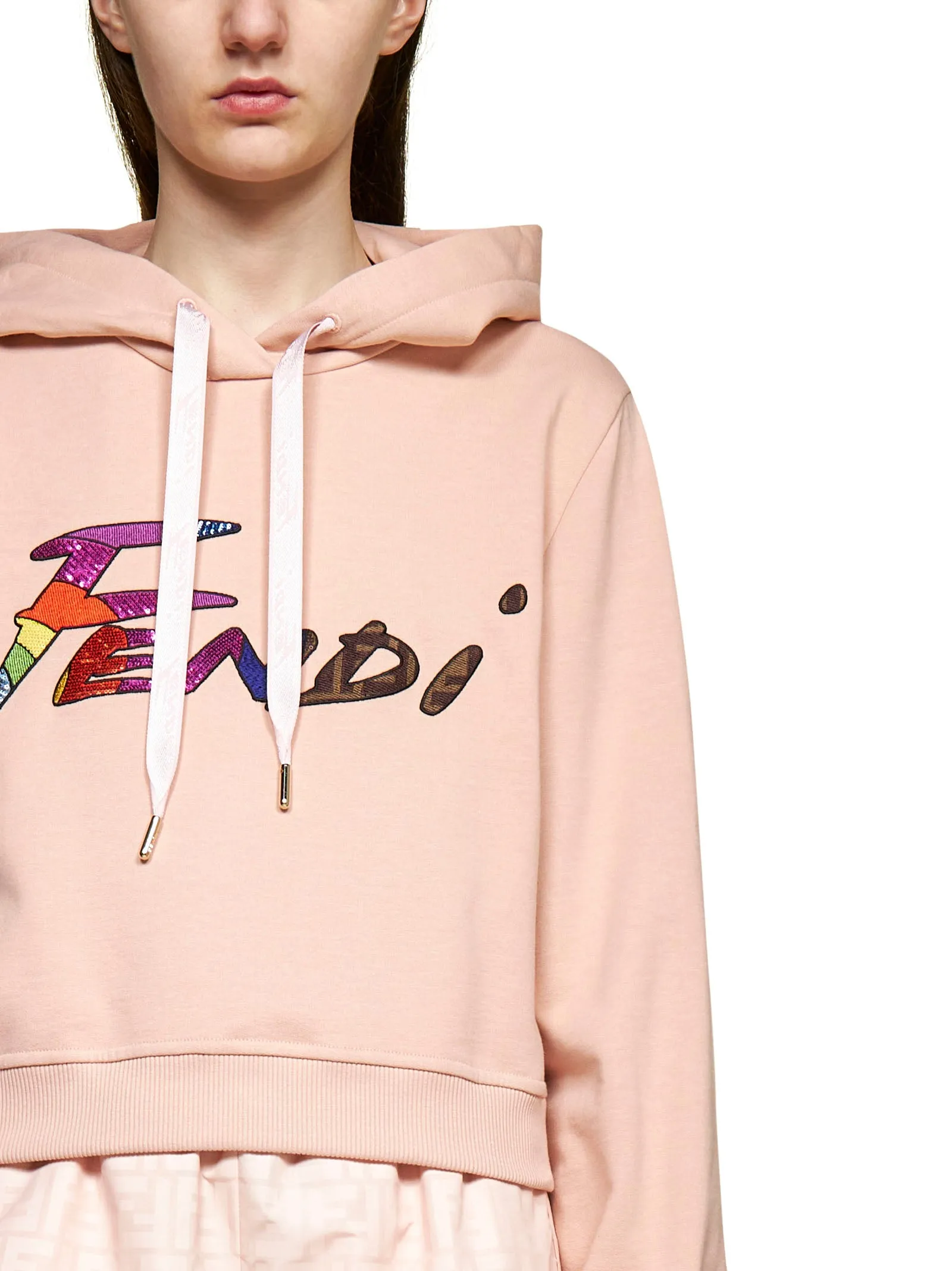 Fendi Logo Printed Drawstring Hoodie