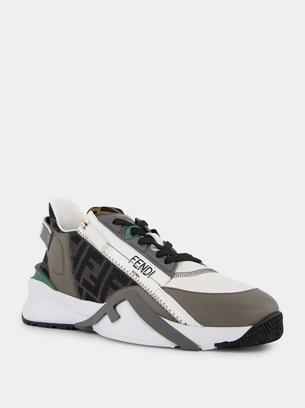 Flow Dark Green Leather Low-Top Sneakers