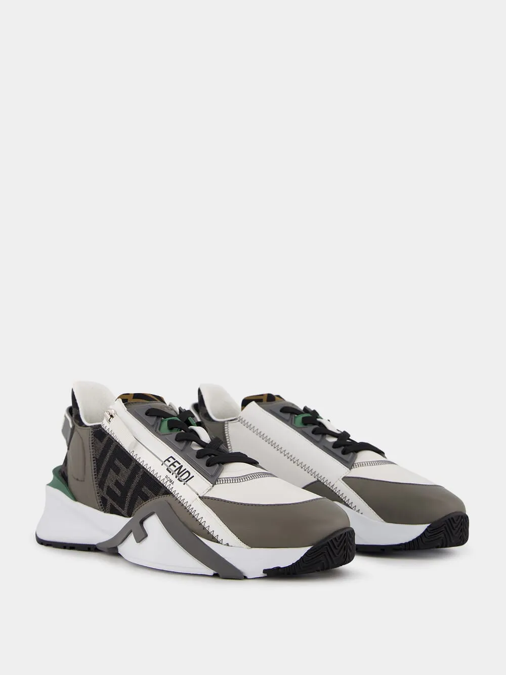 Flow Dark Green Leather Low-Top Sneakers