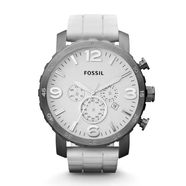 Fossil Chronograph White Rubber Band Analog Watch (JR1427)