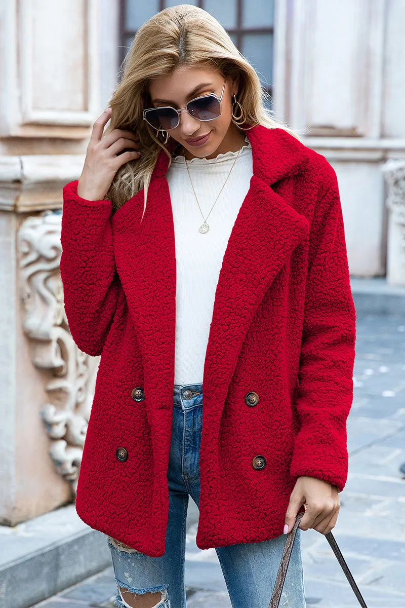 Full Size Lapel Collar Sherpa Coat