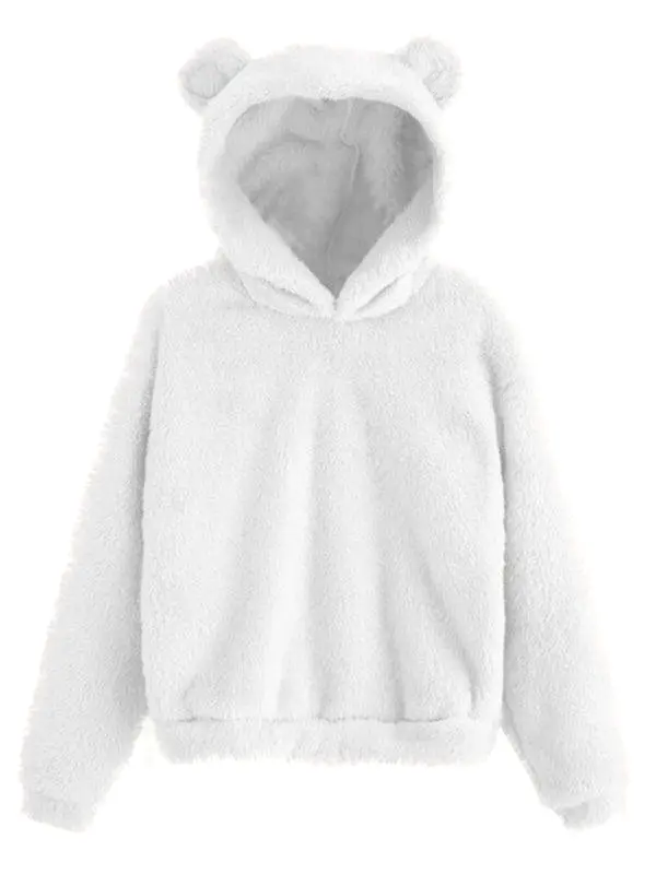 Fur Bunny Ear Women Hoodie