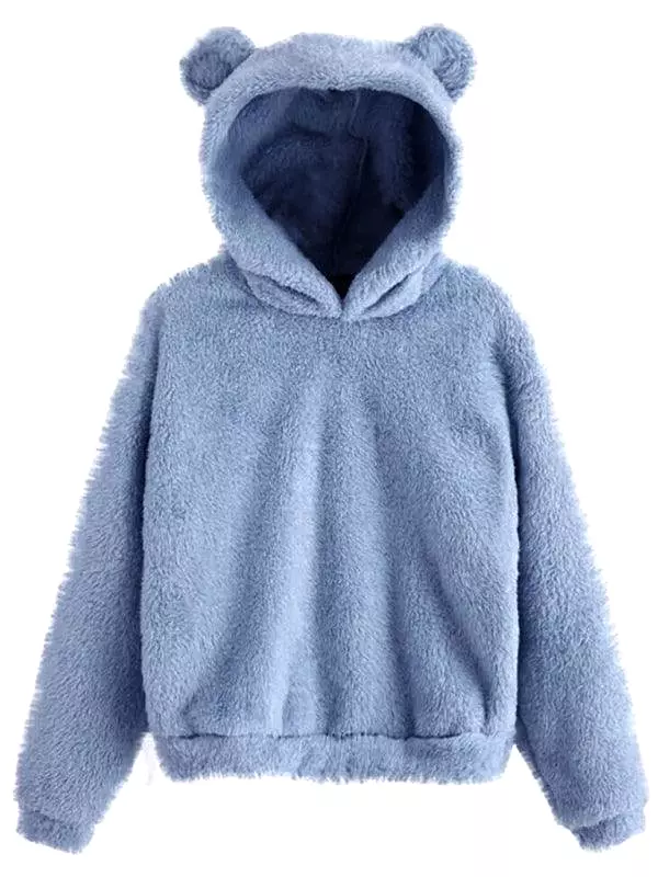 Fur Bunny Ear Women Hoodie