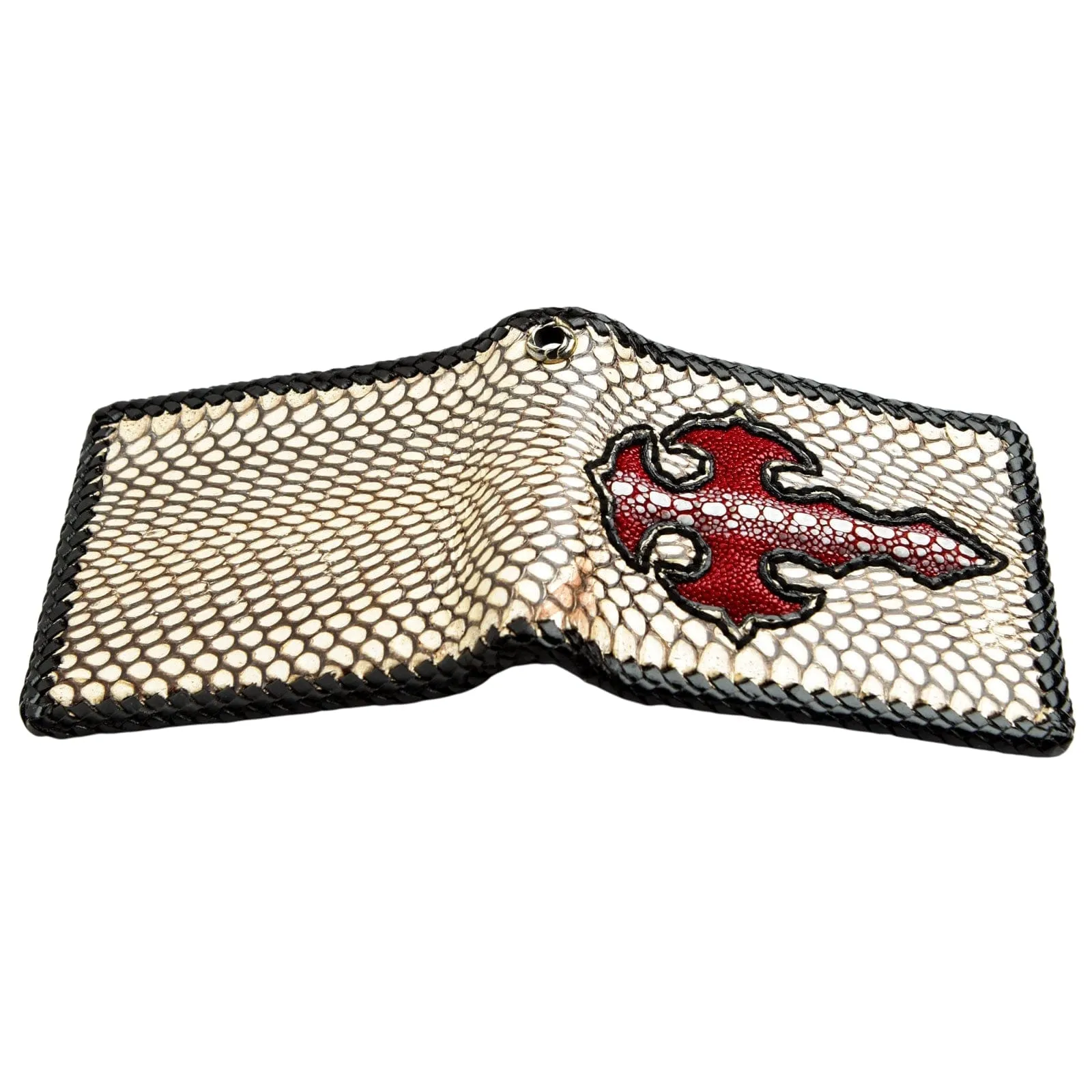 Genuine Snake Skin Stingray Cross Biker Wallet