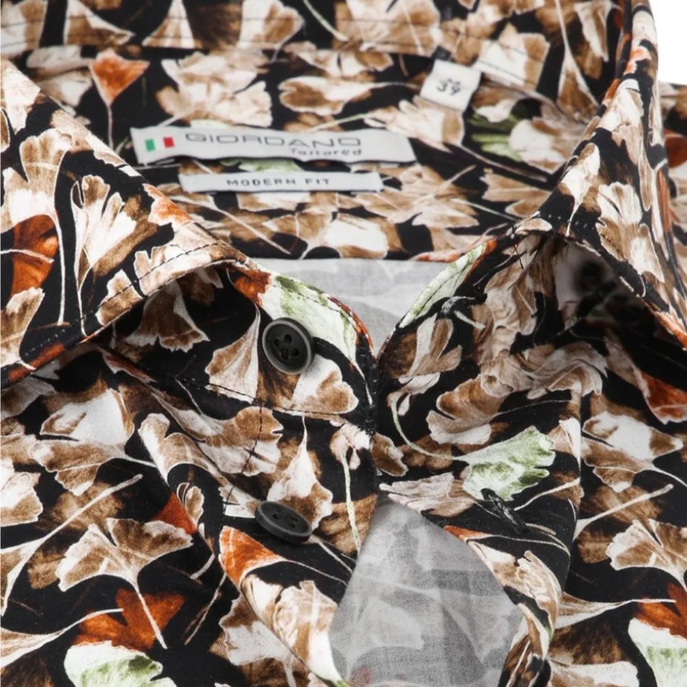 GIORDANO MAGGIORE ALL OVER FLOWER PRINT BROWN SHIRT | Menswear Online