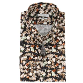 GIORDANO MAGGIORE ALL OVER FLOWER PRINT BROWN SHIRT | Menswear Online