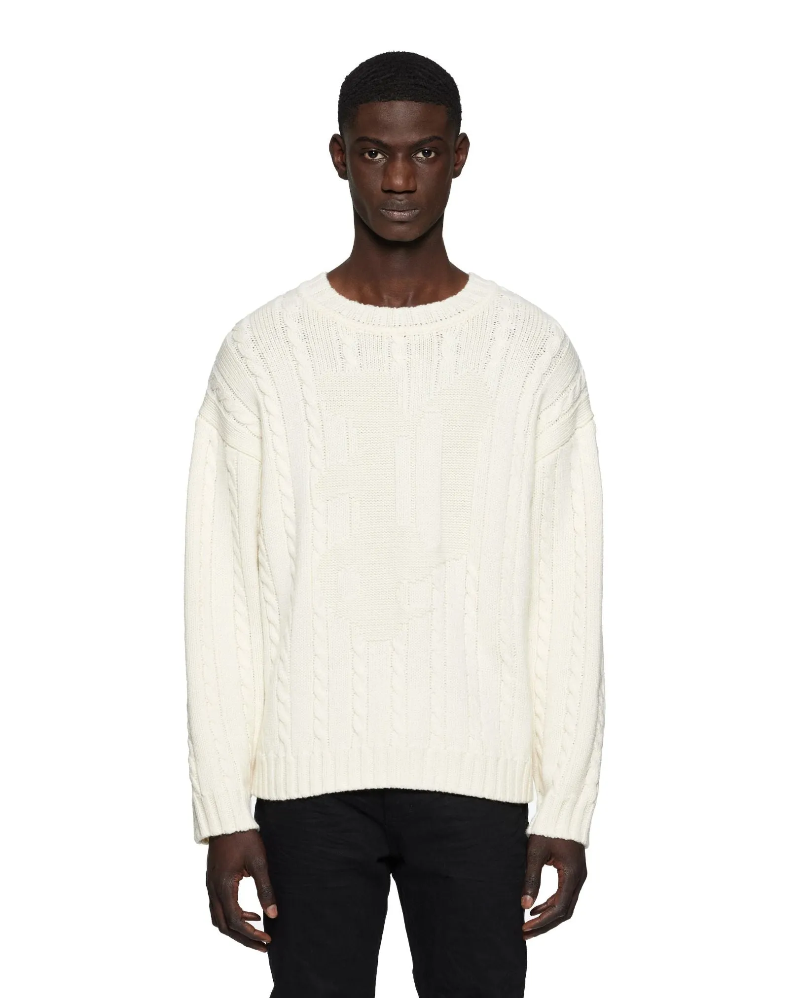 Gothic P Cable Knit Sweater - Off White