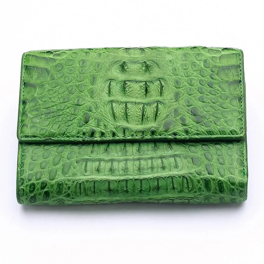 Green Crocodile Hornback Skin Womens Wallets